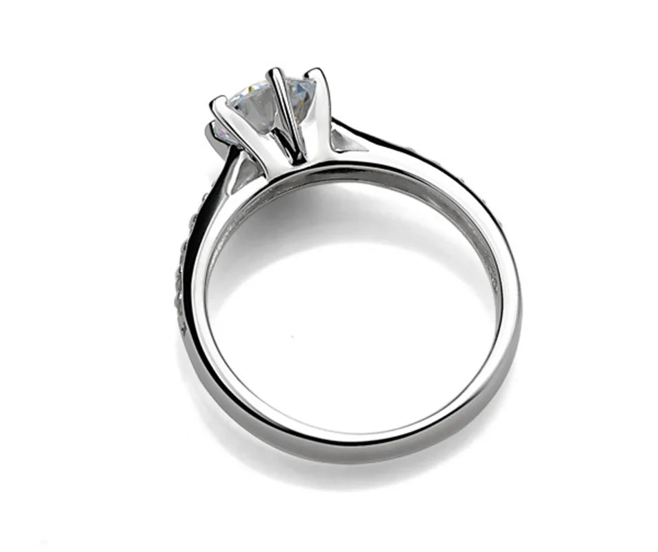Diamond Ring for Women 925 Sterling Silver – Luxury Six Prong Engagement Ring