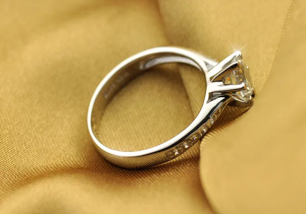 Diamond Ring for Women 925 Sterling Silver – Luxury Six Prong Engagement Ring
