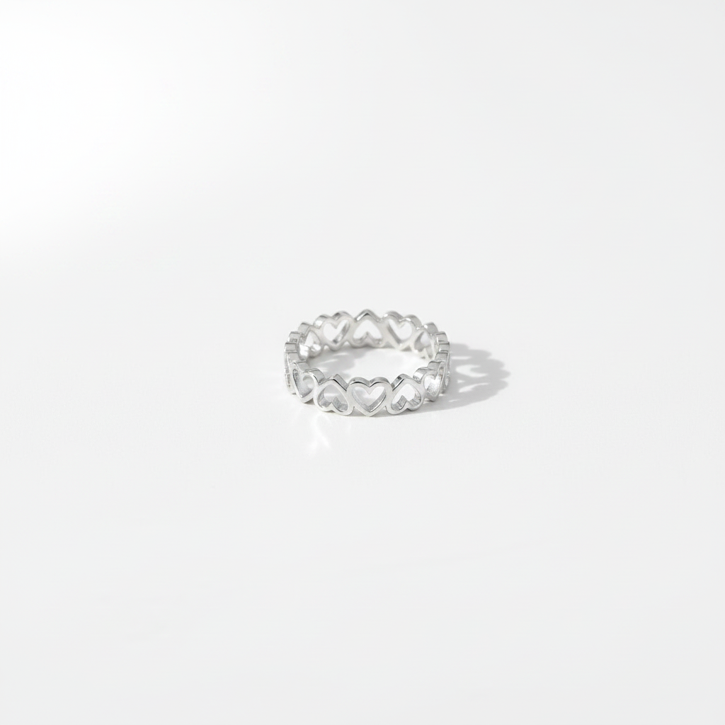 Luxury Heart Link Open Ring – Adjustable Gold & Silver Minimalist Love Band
